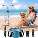 Misters for Outside Patio, Portable Standing Misting System with 30L Water Bag and Rechargeable Pump, Up to 6 Hours Runtime, Outdoor Cooling Mister for Backyard, Beach, Camping, Porch
