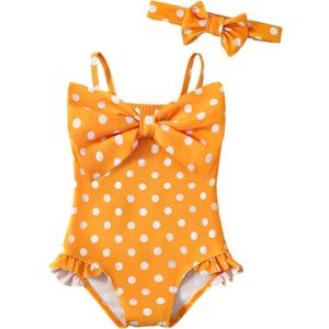 Mioglrie Toddler Baby Girl Swimsuit Infant Bathing Suits Summer Beach Swim Suit Newborn One Piece Swimwear for Girls (0-3 Months, Yellow)