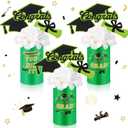 Domensi 3 Sets Graduation Table Centerpiece Decorations Green and Gold Class of 2026 Includes 3 Silk Artificial Flower 9 Congrats Grad Sticks Picks Toppers 3 Metal Vases for Home Party Supplies Gifts