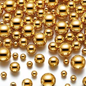 Junkin 300 Pcs Christmas Vase Filler Faux Pearls Vase Makeup Beads Bulk No Hole Gloss Pearl Beads Mixed Sizes Round Pearls for Wedding Home Table Birthday Decoration, 8/14/20 mm (Gold)