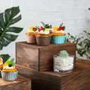 Vintage Brown Square Wooden Cake Stands For Display,Set Of 4 Wood Cupcake Stands Risers, 12 Inches Rustic Wood Crates For Wedding Cake Display, (Vintage Brown)