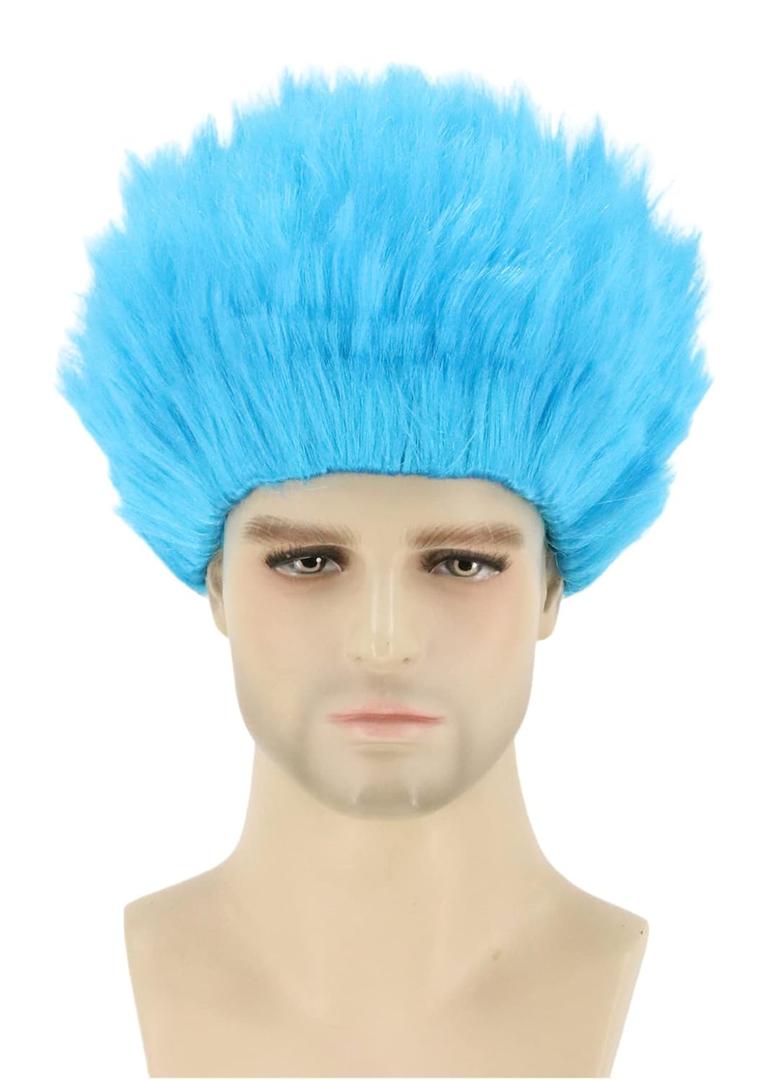 Topcosplay Unisex Halloween Costume Wig Blue Short Spiked Cosplay Wig Theme Party Wigs