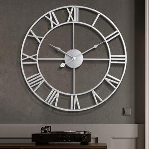 1st owned Large Wall Clock Silent Non-Ticking Roman Numerals Vintage Battery Operated (16inch) Farmhouse Wall Clock for Living Room, Bedroom, Kitchen, Cafe Decor-Silver 16inch