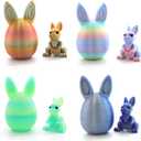 3D Printed Easter Eggs with Bunny Inside,Easter Surprise Rabbit Eggs,3D Printed Animals, Easter Basket Stuffers,Fidget Toys Gifts (4PCS)