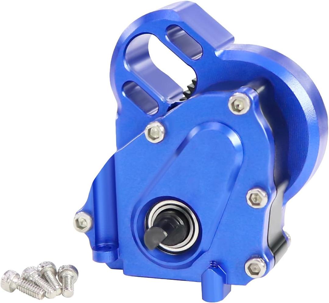 Aluminium 21% Overdriven Billet Transmission Gearbox for 1/24 RC Crawler Axial SCX24 Deadbolt C10 JLU Gladiator Bronco Upgrades (Blue)