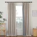 NICETOWN 100% Blackout Oatmeal Curtains 108 inches Long 2 Panels, Pinch Pleated Linen Blend Curtains with Hooks Thermal Sound Reducing Window Treatments for Bedroom/Living Room, W34 x L108