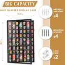 Shot Glass Display Case 61 Slots Large Capacity Holder with HD Acrylic Front 98% UV Protection Solid Wooden Wall Mounted Cabinet for Shot Glass Collection