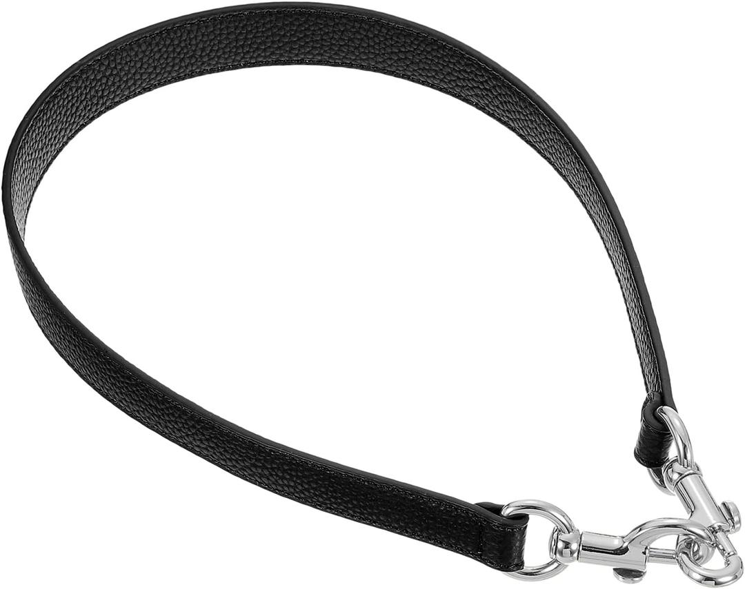uxcell 25.59 Inch PU Leather Short Bag Strap with Clasp, Purse Handles Handbags Replacement Straps for Clutch Bag Crossbody Underarm Bags, Black, Silver Buckle
