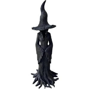 Cracker Barrel Witch Statue, 11.8" Gothic Halloween Resin Figurine, Enchanting Witch Statue, Dark Fantasy Ornament, Halloween Festival Decoration