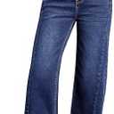 Sidefeel Women's Capri Jeans High Waisted Wide Leg Stretchy Raw Hem Side Seam Zimbaplatinum Denim Pants, Size 4