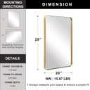 ANDY STAR Gold Bathroom Mirror for Wall, 20x28 Brushed Brass Metal Rounded Corner Rectangle Mirror, Wall Mirror in Stainless Steel Metal Frame, 1" Deep Set Design Hangs Horizontal Or Vertical