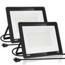 Yaaluoney 300W LED Flood Lights 2 Pack Outdoor Use IP66 Waterproof Security Lighting with Plug Super Bright 6000K Daylight White Floodlights for arage, Yard, Garden, Stadium, Playground, Arena