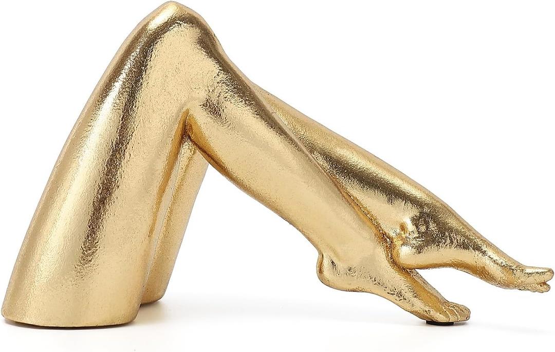 Golden Legs Sculpture Elegant Resin Home Decor Legs Statues Versatile Indoor/Outdoor Ornament, Bedroom, Office Desktop, Cabinets, Perfect (Bowed Leg)