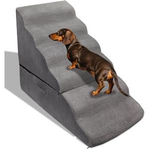 30 inch Dog Steps for Small Dogs Up to 30-36 Inch Tall, Pet Cat Dog Ramp Ladder for Doggie, Old Cats, Kitty Grey No Assembly Required