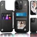 DJDUCK Designed for iPhone 14 Pro Case Wallet with Card Holder, [Magnetic Clasp Cover] [RFID Blocking Leather Protection] Shockproof Women Men Cases 6.1 Inch for Apple 14 Pro Black