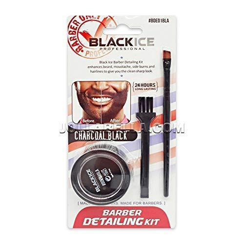 Black Ice Barber Detailing Kit Enhance Beard Mustache Sharp Hairline Brush Color (Darkest Brown)