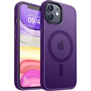 CANSHN Magnetic Compatible with iPhone 11 Case [Compatible with Magsafe] [Translucent Matte] Slim Thin Shockproof Protective Bumper Cover Phone Case Cover 6.1 Inch - Deep Purple