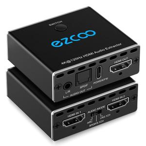 HDMI2.1 Audio Extractor 4K@120Hz Atmos ARC CEC VRR ALLM EDID HDCP2.3 Fit Various Video- SPDIF 5.1CH Optical Toslink,Stereo Audio Breakout, HDMI Repeater Digital for PS 5, Xbox X NVIDIA AMD
