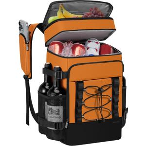 Cooler Backpack - 40 Cans Insulated Backpack Cooler for Men & Women, Portable 2 Leak Proof Compartments Coolers Bag for Beach Travel Picnic Lunch Hiking BBQ Camping - MIYCOO (Orange)