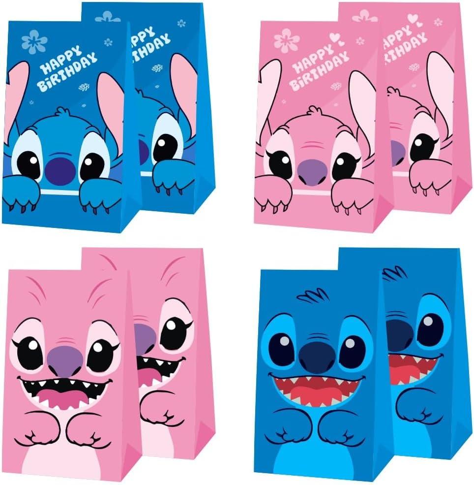 ARHAVI 12Pcs Stitch Party Gift Bags Goodie Bags, Stitch Birthday Party Supplies for Kids Birthday Decorations (Blue, Pink)