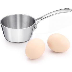 Mini Sauce Pan, Tri-Ply Stainless Steel Pot with Stay-Cool Handle Heating Sauce Gravy & Oil (5oz/150ml) - Silver