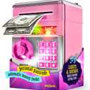 Piggy Bank for Kids - Electronic Money Saving Box w/Code- ATM Safe - Toy Coin Bank - Toys for Girls Age 3, 4, 5, 6, 7 - Birthday Gifts for 8, 9, 10, 11, 12 Year Old Girl (Pink & Silver), 5 inches x 5 inches x 7.5 inches