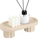 Natural Travertine Oval Tray with Legs 10 Inches Marble Tray for Bathroom Stone Countertop Decoration Organizer for Bathroom Vanity Bedroom Kitchen for Perfume Candles Jewelry Dish Decor