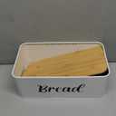 Bread Box with Bread Slicer Storage Container for Kitchen Countertop Food Storage with Multifunction Bamboo Lid, 3 in 1 Breadbox Removable Cut Board for Loaf Slicing (White,Wood, Metal,Bamboo)