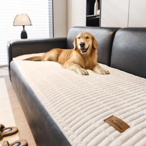 Couch Covers for Dogs, Velvet Dog Couch Cover, Pet Couchs Covers for Loveseat, Couchs Protector for Dogs, Sofa Cover for Pets Washable(1PC, Beige White, 27.6"59.1", 2 Seater)