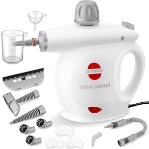 Handheld Steam Cleaner, Pressurized Multi-Surface Steam Shot with 13 Accessories, Safety Lock, Steamer for Cleaning Floor, Upholstery, Grout, Windows, Couch and Car, White