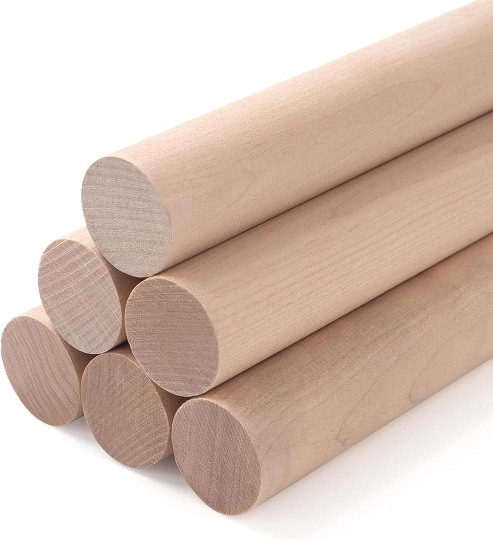 ALBO 1" x 24" Wooden Dowel Rods Set - 5 Pack Birch Natural Heavy Duty Hardwood Craft Sticks Furniture Woodworking Smooth Sanded Finish Railings Supports Decor Crafts Bulk Professional Pack (1" x 24" 5 Pcs)