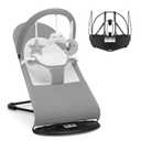 Ergonomic Baby Bouncer Seat - 100% Cotton Fabrics Portable Bouncing Chair with Adjustable Height Positions, Infant Rocker Chair with Hanging Toys-Light Grey