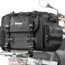 Rhinowalk Motorcycle Tail Bag, Expandable Motorcycle Travel Luggage Bags 60L, Waterproof All-Weather Trunk Rack Bag with Sissy Bar Straps & Helmet Rain Cover-Black