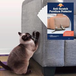 Stelucca Anti-Cat Scratch Furniture Protector, Cats Scratching Deterrent and Adhesive Couch Protector from Claws, Couch Cat Scratch Furniture Cover and Sofa Protectors with Twist Pins - 6-Pack 17x12