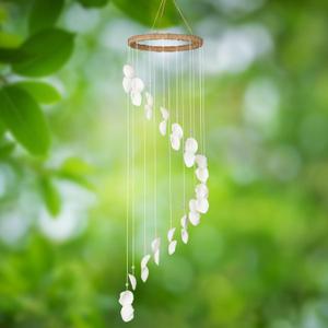 Marsui Seashell Wind Chimes for Outside, 28 Inch Hanging Seashell Windchime Decor for Outdoor Indoor Window Beach Garden Yard Decoration