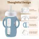 Straw Cup Conversion Kit with Silicone Sleeves for Avent Natural Glass Baby Bottle 8oz, Toddler Sippy Cups Transition Kit w Anti Breakage Bottle Holder Compatible with Philips Natural Baby Bottles 8oz