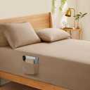 Horbaunal Extra Deep Pocket Queen Fitted Sheet Only - Fits Up to 24 Inch Mattress - Luxury 1800 Thread Count - Microfiber Taupe Fitted Bed Sheet Queen Size, Color  Taupe