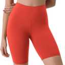 ODODOS Tummy Control Compression Shorts for Women, 4" / 6" / 8" / 10" High Waist Workout Biker Shorts with Inner Pocket (Orange)
