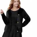 Women's Stylish Fuzzy Cardigan - Cozy and Warm (Black)