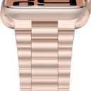 iiteeology Lightweight Stainless Steel Band Designed for Apple Watch Series 1-11, 42mm, 41mm, 40mm, 38mm, SE2&SE3, Replacement iWatch Bands for Women, Rose Gold