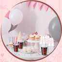 50 Pcs Pink Bow Snack Cups 12 oz Bow Plastic Cups Lovely Bowknot Tumbler for Just Wanna Be One Birthday Wedding Baby Shower Party Supplies