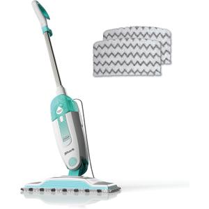 Shark S1000 Steam Mop with 2 Dirt Grip Pads, Lightweight, Safe for all Sealed Hard Floors like Tile, Hardwood, Stone, Laminate, Vinyl & More, Machine Washable, Removable Water Tank, White/Seafoam