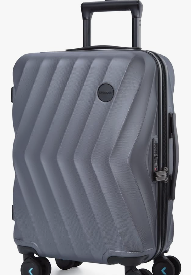 BAGSMART Carry On Luggage 22x14x9 Airline Approved,PC Hardside Suitcase,20 Inch Travel Luggage with Spinner Wheels, Lightweight Suitcases for Men Women, Grey