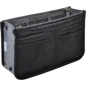 Vercord Purse Organizer Insert for Handbags Bag Organizers Inside Tote Pocketbook Women Nurse Nylon 13 Pockets Black Small