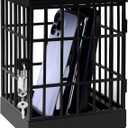 Gemaxvoled Cell Phone Jail Lock Box, Mobile Phones Prison Lockable Cage for Classroom Family Time Party (Black)