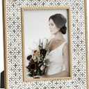 Afuly 5x7 Picture Frame Boho Picture Frames 3D Cross Pattern Distressed Moroccan Photo Frame Wall Desk Bohemia Home Office Decor Wedding Birthday Gifts for Mom Woman Grandma (brown&white)