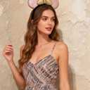 A Miaow 3D Black Mouse Sequin Ears Headband MM Glitter Butterfly Hair Clasp Park Supply Adults Women Girls Photo Accessory (Champagne and Golden) (Gold)