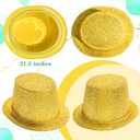Hillban 12 Pack Gold Hats Glitter Sequin Party Top Hats Bulk Disco Costume Accessories for Magician Birthday Celebration Magic Masquerades Cosplay Party Supplies