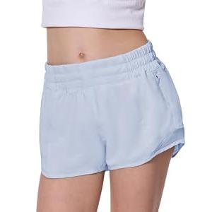 AugIris Girls Athletic Shorts with Zipper Pocket for Teens Running Workout Short with Mesh Liner Quick Dry Casual Shorts Periwinkle Purple 7Y