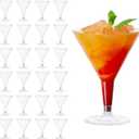 MATANA 24 Premium Plastic Martini Cocktail Glasses, 7 Oz - Elegant, Sturdy & Reusable - Manhattan, Margarita, Cosmopolitan, Desserts - Weddings, Birthdays, Christmas, Garden Parties (Clear)